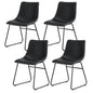 4x Dining Chairs Retro Pu Leather Kitchen Lounge Cafe Accent Chair Black