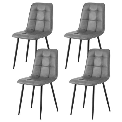 4x Dining Chairs Retro Pu Leather Kitchen Lounge Cafe Accent Chair Grey