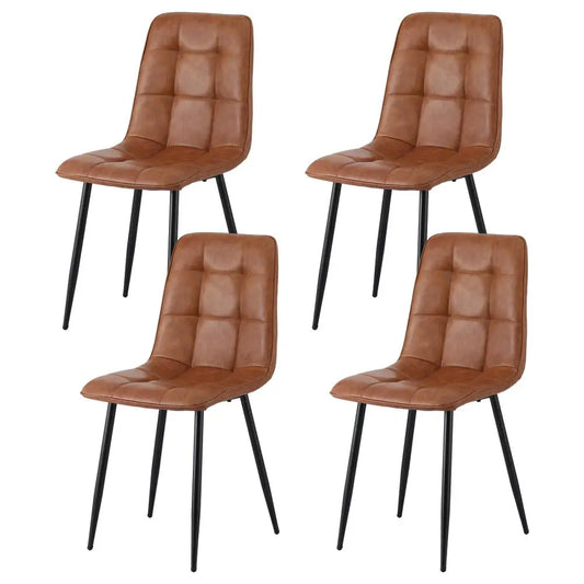 4x Dining Chairs Retro Pu Leather Kitchen Lounge Cafe Accent Chair Brown