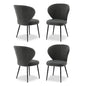 4x Dining Chairs Sherpa Boucle Wing Back Grey