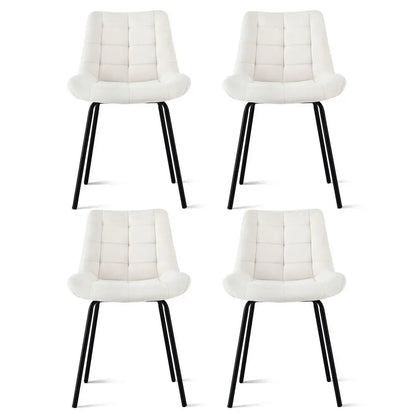 4x Dining Chairs Velvet Tufted Kitchen Lounge Cafe Accent Chair Beige