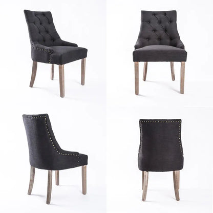4x French Provincial Dining Chair Oak Leg Amour Black