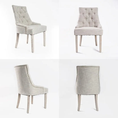 4x French Provincial Dining Chair Oak Leg Amour Cream