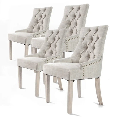 4x French Provincial Dining Chair Oak Leg Amour Cream