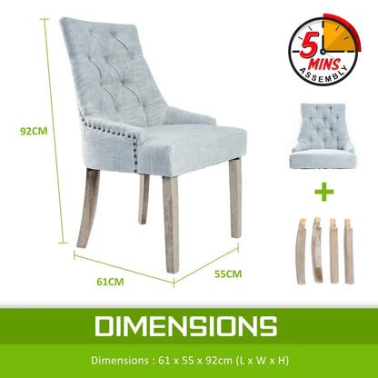 4x French Provincial Dining Chair Oak Leg Amour Grey