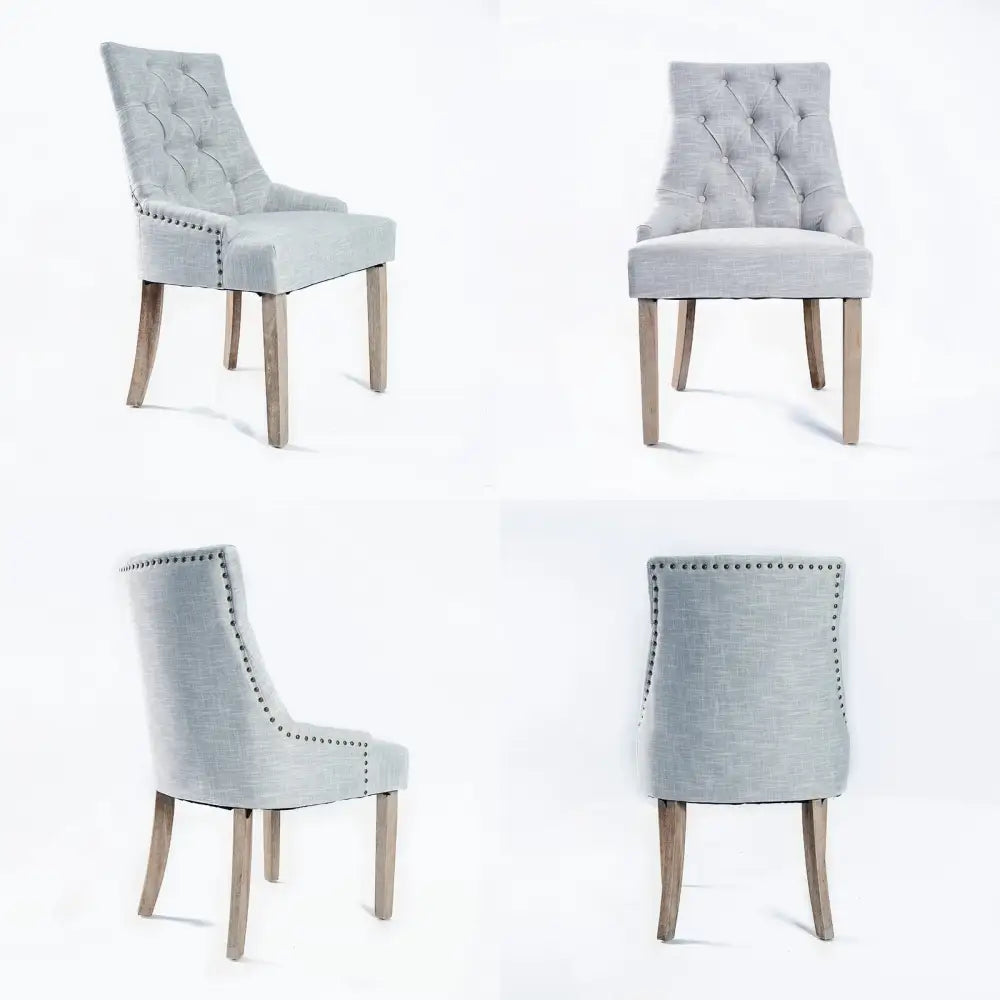 4x French Provincial Dining Chair Oak Leg Amour Grey