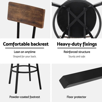 4x Industrial Bar Stools Upholstered Counter Chairs Steel Frame Anti-scratch