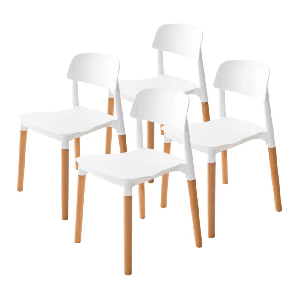 4x Retro Belloch Stackable Dining Cafe Chair White