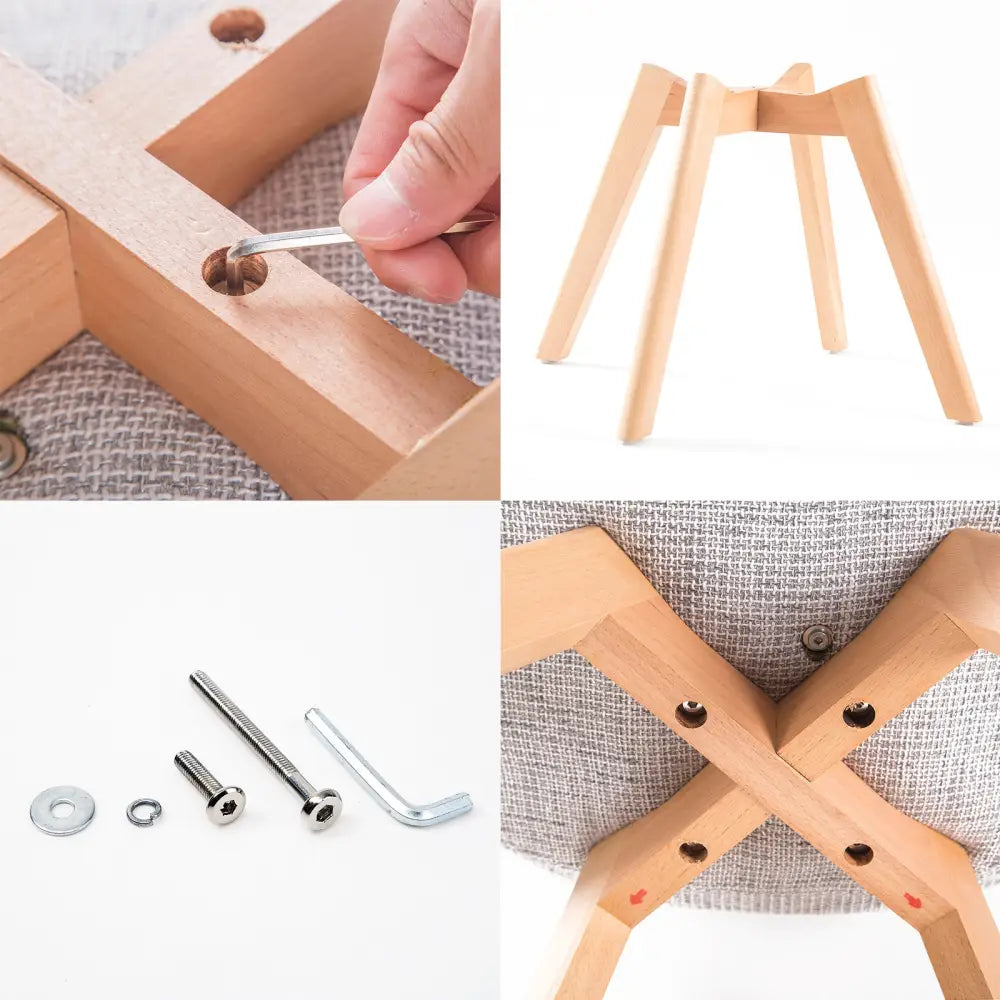 4x Retro Dining Cafe Chair Padded Seat Grey