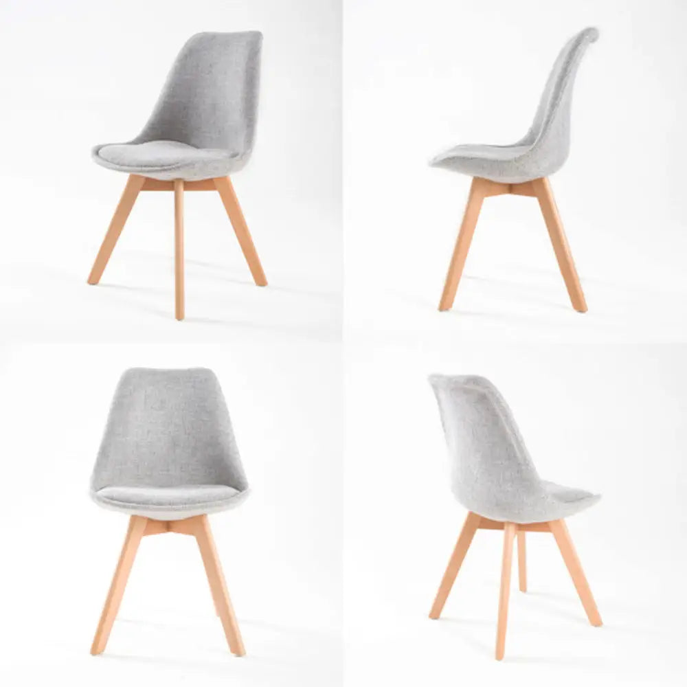 4x Retro Dining Cafe Chair Padded Seat Grey
