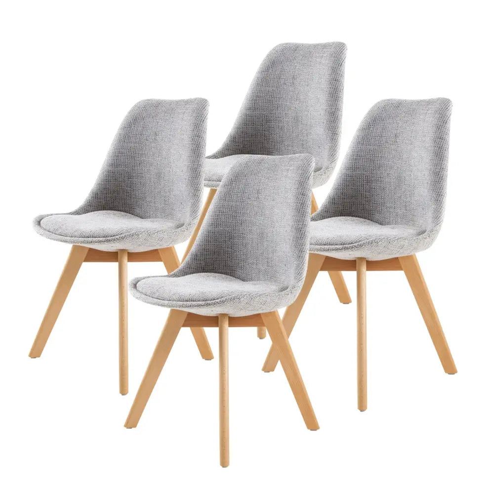 4x Retro Dining Cafe Chair Padded Seat Grey
