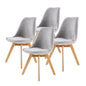 4x Retro Dining Cafe Chair Padded Seat Grey