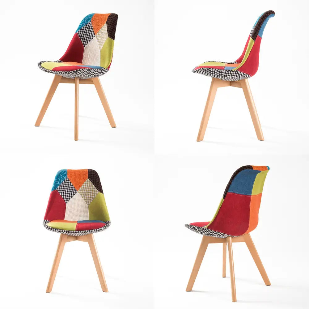 4x Retro Dining Cafe Chair Padded Seat Multi Colour