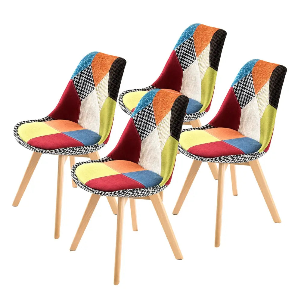 4x Retro Dining Cafe Chair Padded Seat Multi Colour