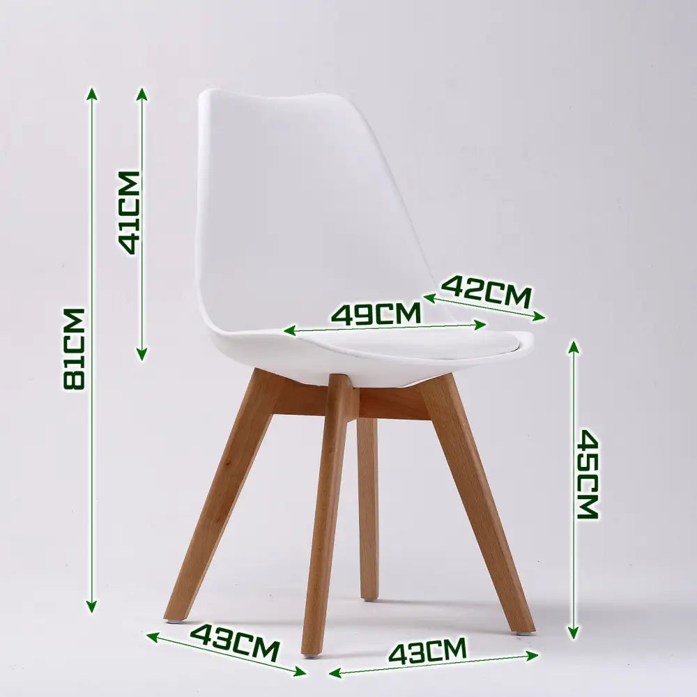 4x Retro Dining Cafe Chair Padded Seat White