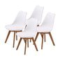4x Retro Dining Cafe Chair Padded Seat White