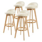 4x Wooden Bar Stool Dining Chair Fabric Leila 72cm Beige