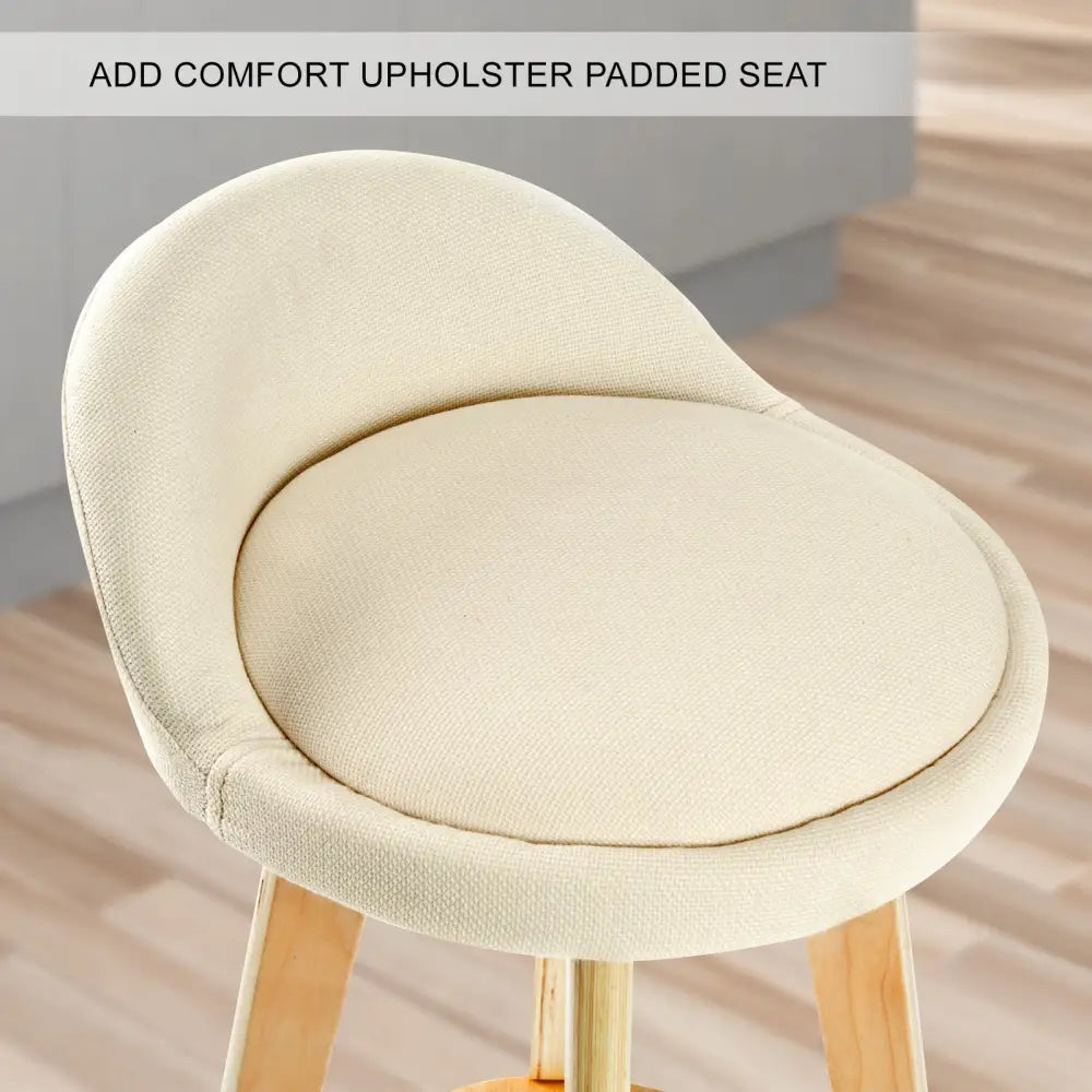 4x Wooden Bar Stool Dining Chair Fabric Leila 72cm Beige
