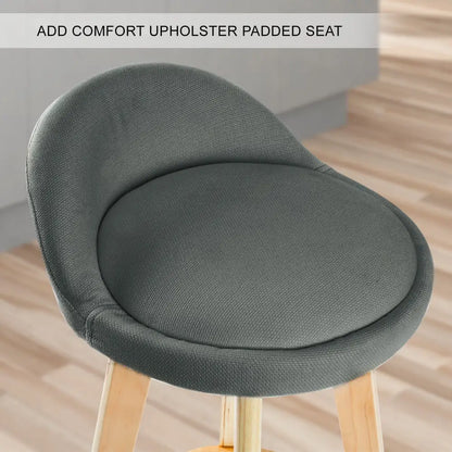 4x Wooden Bar Stool Dining Chair Fabric Leila 72cm Grey