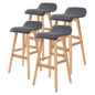 4x Wooden Bar Stool Dining Chair Fabric Sophia 74cm Grey