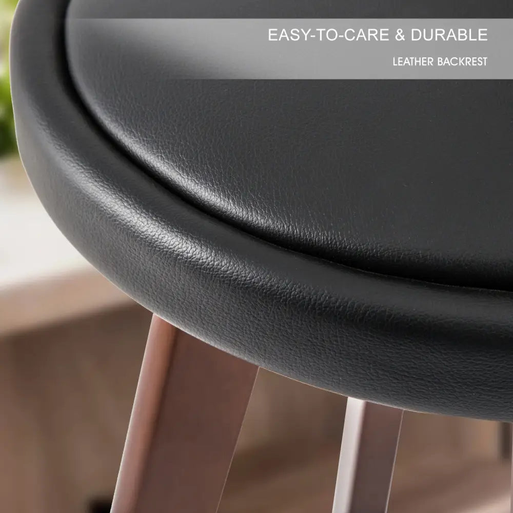4x Wooden Bar Stool Dining Chair Leather Leila 72cm Black Brown