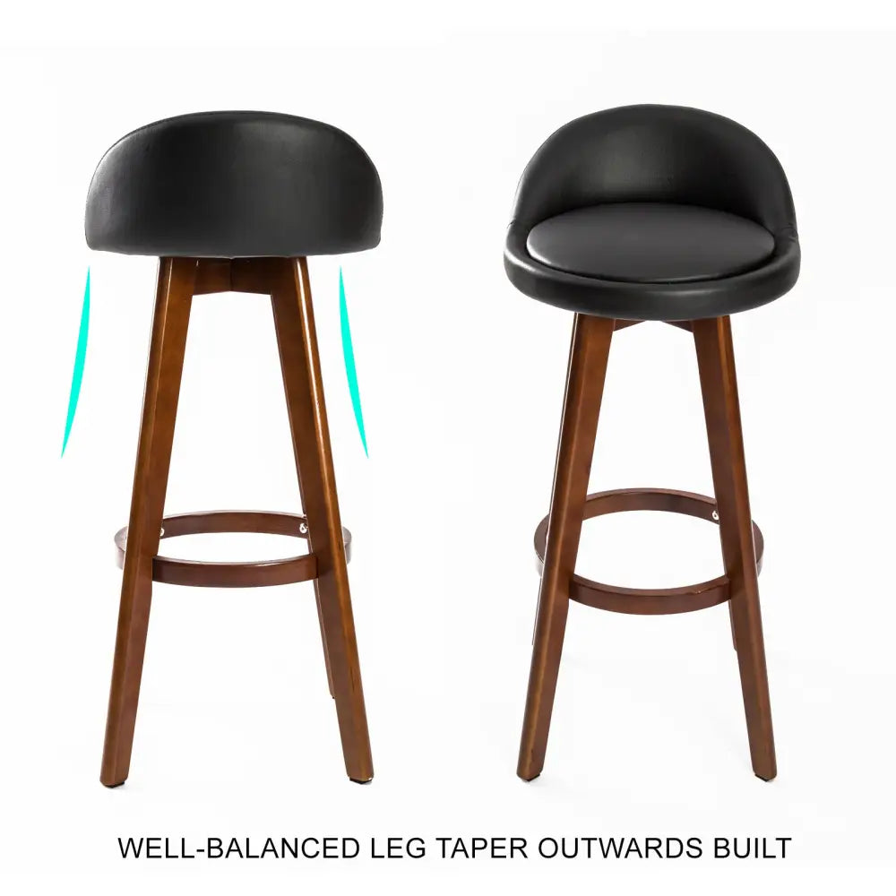 4x Wooden Bar Stool Dining Chair Leather Leila 72cm Black Brown
