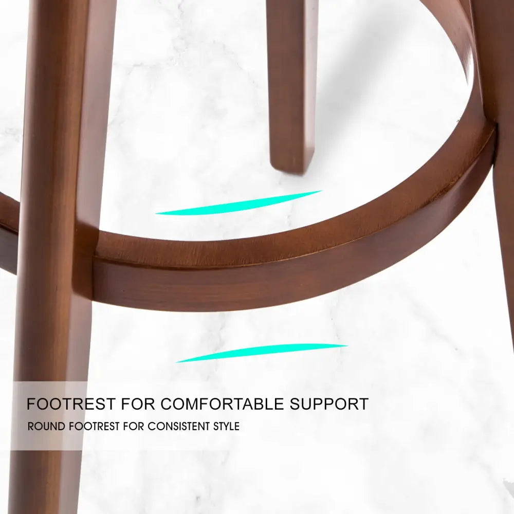 4x Wooden Bar Stool Dining Chair Leather Leila 72cm Black Brown