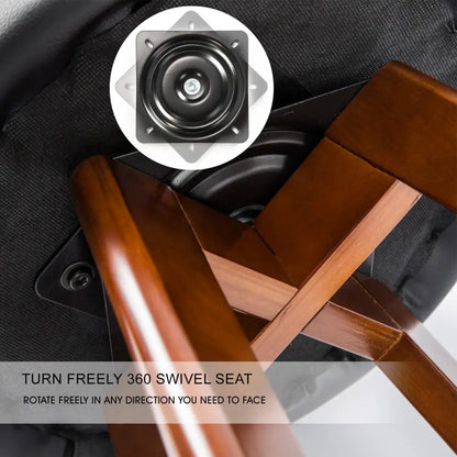 4x Wooden Bar Stool Dining Chair Leather Leila 72cm Black Brown