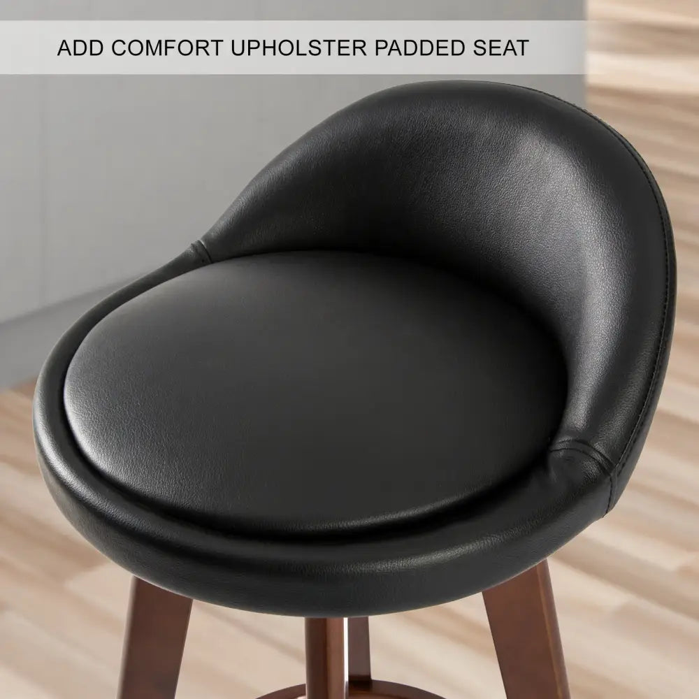 4x Wooden Bar Stool Dining Chair Leather Leila 72cm Black Brown