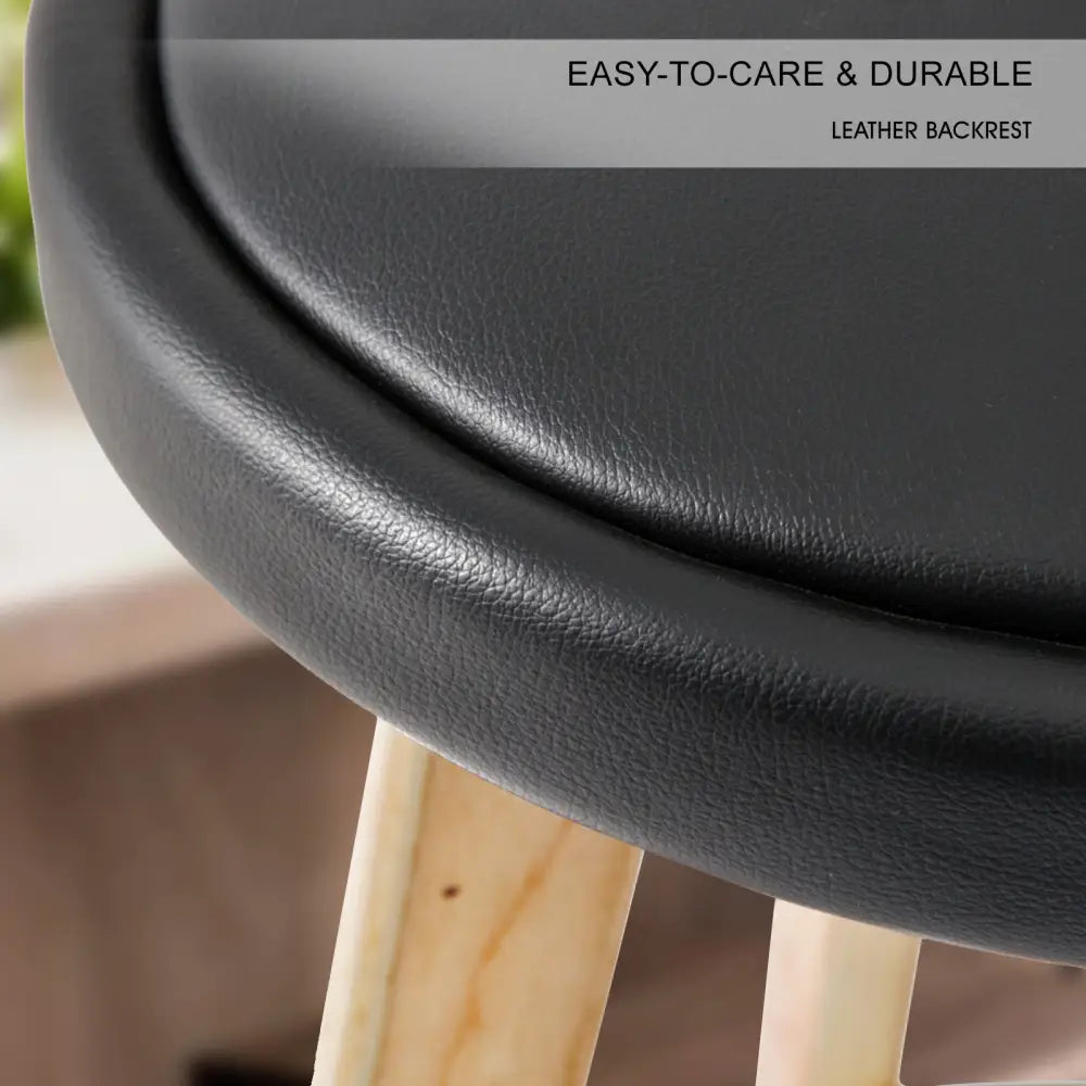 4x Wooden Bar Stool Dining Chair Leather Leila 72cm Black