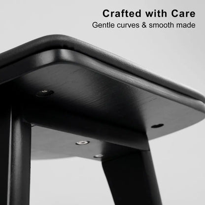 4x Wooden Bar Stool Padded Pu Leather Dining Chair Kanso 65cm Black