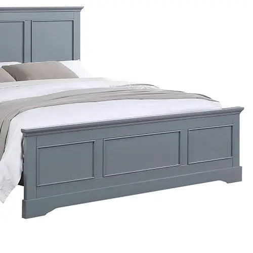 5 Pieces Bedroom Suite in Solid Wood & Mdf Queen Size Grey Colour Bed Bedside Table Dresser Tallboy