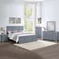 5 Pieces Bedroom Suite in Solid Wood & Mdf Queen Size Grey Colour Bed Bedside Table Dresser Tallboy