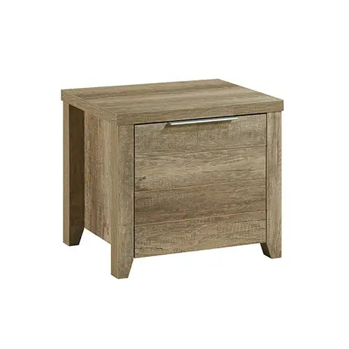5 Pieces Bedroom Suite Natural Wood Like Mdf Structure Double Size Oak Colour Bed Bedside Table Tallboy & Dresser