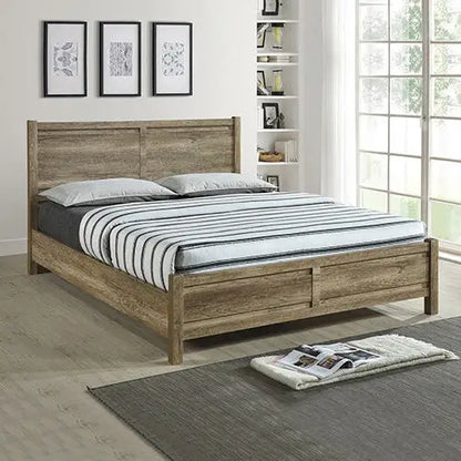 5 Pieces Bedroom Suite Natural Wood Like Mdf Structure Double Size Oak Colour Bed Bedside Table Tallboy & Dresser