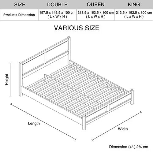5 Pieces Bedroom Suite Natural Wood Like Mdf Structure Queen Size Oak Colour Bed Bedside Table Tallboy & Dresser
