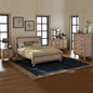 5 Pieces Bedroom Suite Queen Size Silver Brush in Acacia Wood Construction Bed Bedside Table Tallboy & Dresser