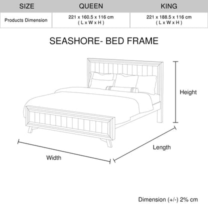 5 Pieces Bedroom Suite Queen Size Silver Brush in Acacia Wood Construction Bed Bedside Table Tallboy & Dresser
