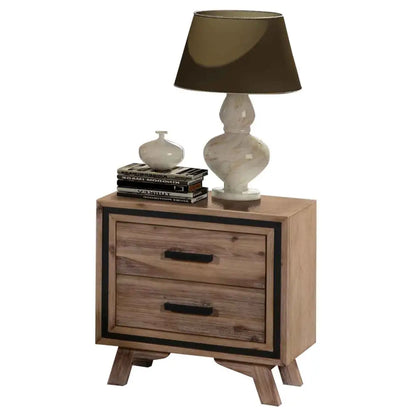 5 Pieces Bedroom Suite Queen Size Silver Brush in Acacia Wood Construction Bed Bedside Table Tallboy & Dresser