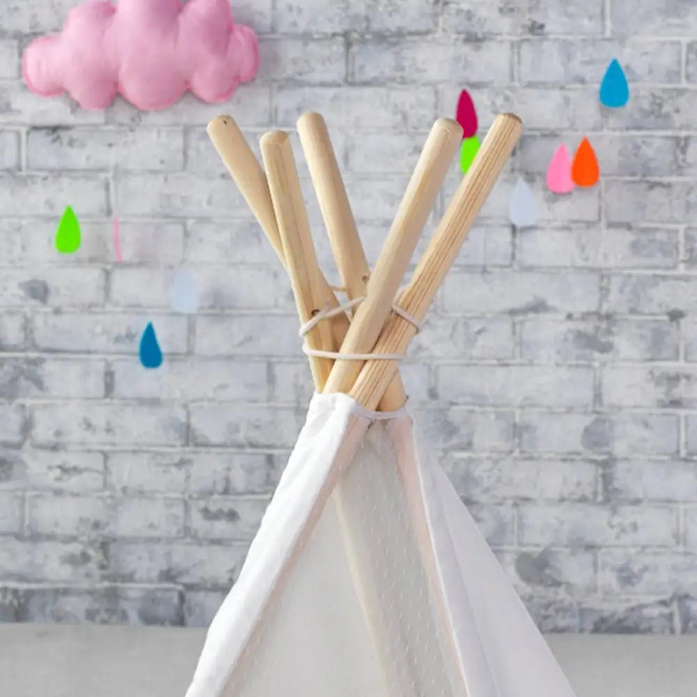 5 Poles Giant Kids Teepee Tent (natural Canvas) | Child’s Wooden Teepee Light-colored Natural