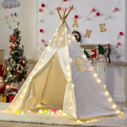 5 Poles Giant Kids Teepee Tent (natural Canvas) | White Canvas Teepee Tent Wooden