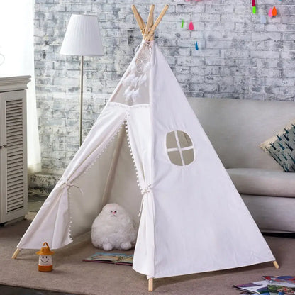 5 Poles Giant Kids Teepee Tent (natural Canvas) | White Canvas Teepee Wooden Poles