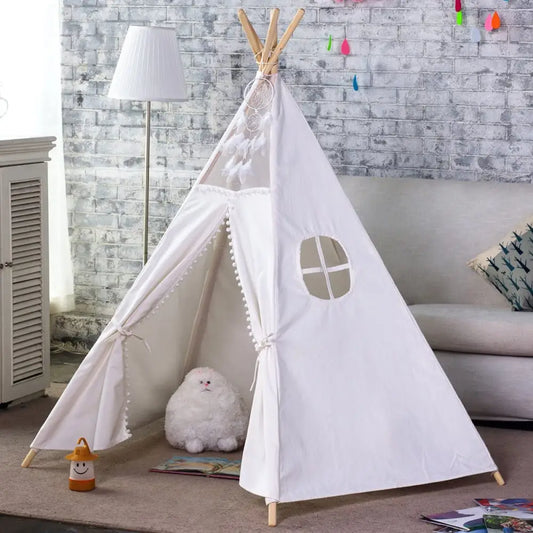 5 Poles Giant Kids Teepee Tent (natural Canvas) | White Canvas Teepee Wooden Poles