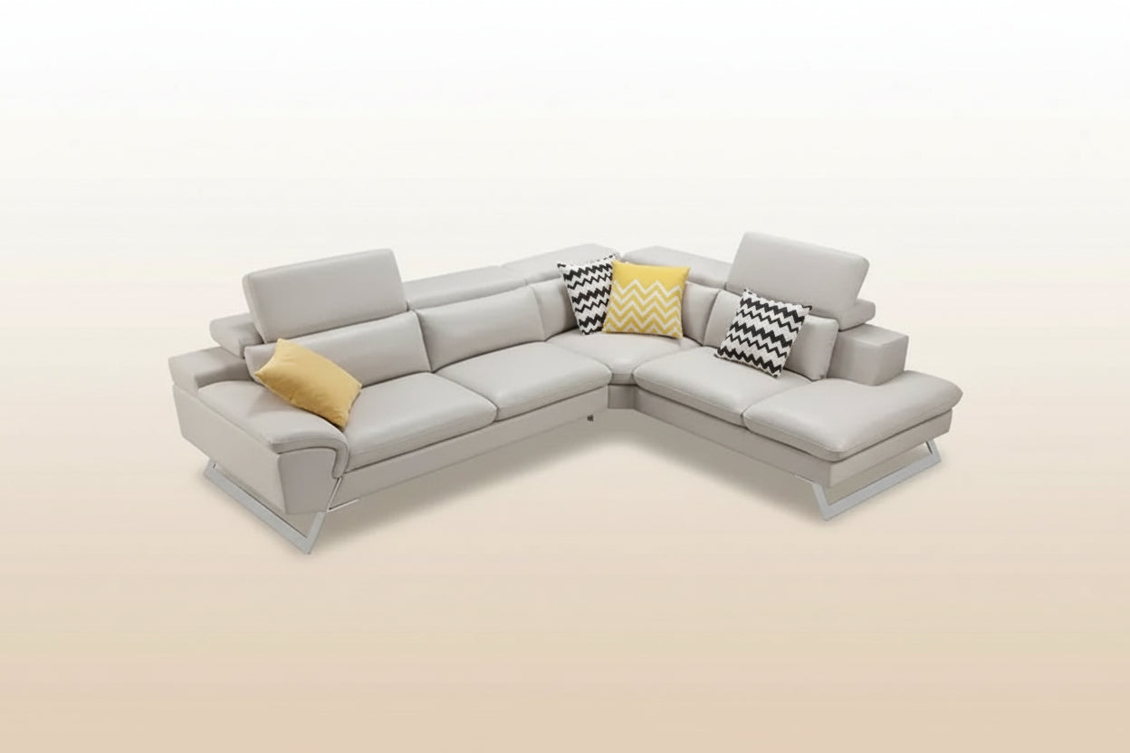 5 Seater Lounge Cream Colour Leatherette Corner Sofa Couch with Chaise