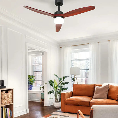 52’’ Ceiling Fan Ac Motor 3 Blades W/light - Dark Wood