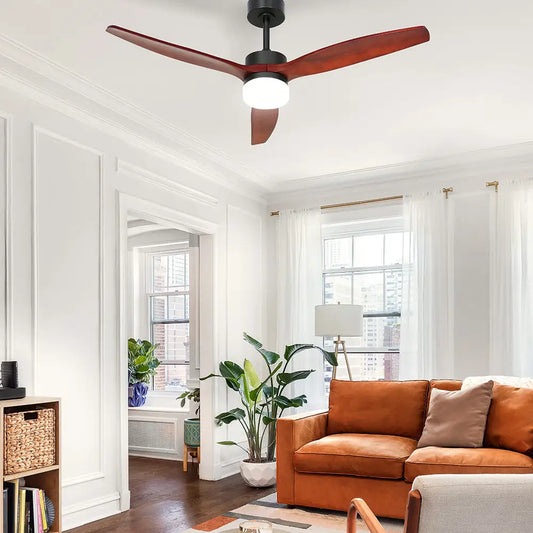 52’’ Ceiling Fan Ac Motor 3 Blades W/light - Dark Wood