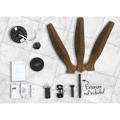 52’’ Ceiling Fan Ac Motor 3 Blades W/remote - Dark Wood