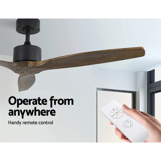52’’ Ceiling Fan Ac Motor 3 Blades W/remote - Dark Wood