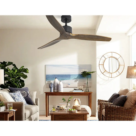52’’ Ceiling Fan Ac Motor 3 Blades W/remote - Dark Wood