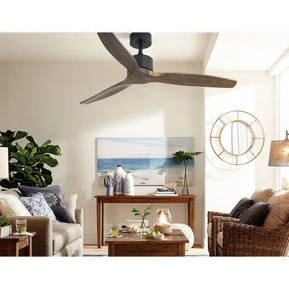 52’’ Ceiling Fan Ac Motor 3 Blades W/remote - Dark Wood